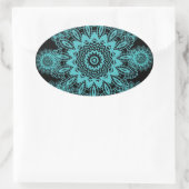 Aquamarin Blau und Schwarz Schnüre Schneeflocke Ma Ovaler Aufkleber (Tasche)