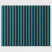 Aquamarin Blau und schwarzer vertikaler Streifen Geschenkpapier (Flach)