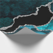 Aquamarin Blau und Silber Imitate Glitzer Agate Geschenkpapier (Ecke)