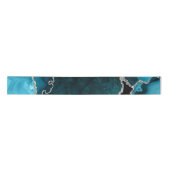 Aquamarin Blau und Silber Imitate Glitzer Agate Satinband (Vorderseite)