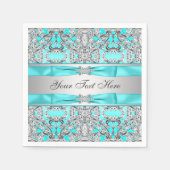 Aquamarin Blau und Silber Serviette (Vorderseite)