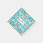 Aquamarin Blau und Silber Serviette (Ecke)