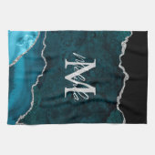 Aquamarin Blau und Silbermarmor Agate Geschirrtuch (Horizontal)