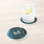 Aquamarin Blau und Silbermarmor Agate Getränkeuntersetzer (Seite)