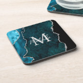 Aquamarin Blau und Silbermarmor Agate Getränkeuntersetzer (Linke Seite)