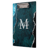 Aquamarin Blau und Silbermarmor Agate Klemmbrett (Links)