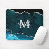 Aquamarin Blau und Silbermarmor Agate Mousepad (Mit Mouse)