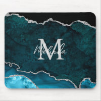 Aquamarin Blau und Silbermarmor Agate