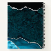 Aquamarin Blau und Silbermarmor Agate Notizblock (Rückseite)