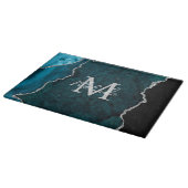 Aquamarin Blau und Silbermarmor Agate Schneidebrett (Ecke)