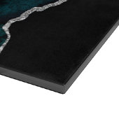 Aquamarin Blau und Silbermarmor Agate Schneidebrett (Ecke)