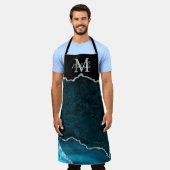 Aquamarin Blau und Silbermarmor Agate Schürze (Getragen)