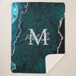 Aquamarin Blau und Silbermarmor Agate Sherpadecke