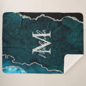 Aquamarin Blau und Silbermarmor Agate Sherpadecke (Vorderseite (Horizontal))