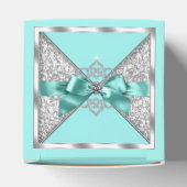 Aquamarin Blau und Silbersüß 16 Geschenkschachtel (Oben)