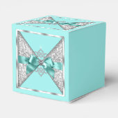 Aquamarin Blau und Silbersüß 16 Geschenkschachtel (Rückseite)