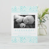 Aquamarin / Blau Wasserfarbe Zickzack Muster Gebur (Stehend Vorderseite)