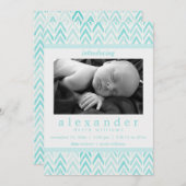 Aquamarin / Blau Wasserfarbe Zickzack Muster Gebur (Vorne/Hinten)