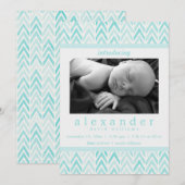 Aquamarin / Blau Wasserfarbe Zickzack Muster Gebur (Vorne/Hinten)