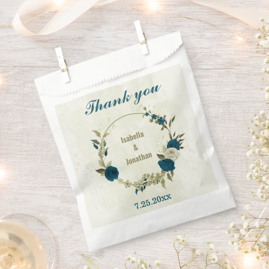 aquamarin-blaubeige Blumenhochzeit Geschenktütchen (Ausgeschnitten)