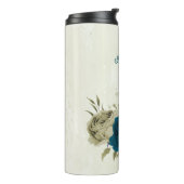 aquamarin-blaubeige Blumenhochzeit Thermosbecher (Nach links gedreht)