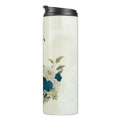 aquamarin-blaubeige Blumenhochzeit Thermosbecher (Nach rechts gedreht)