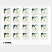 aquamarin-blaubeige Blütenhochzeit Quadratischer Aufkleber (Blatt)