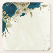 aquamarin-blaubeige Blütenhochzeit Rechteckiger Pappuntersetzer (Vorderseite)