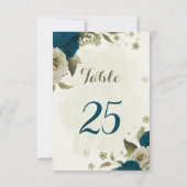 aquamarin-blaubeige florale botanische Tischnummer (Rückseite)