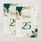 aquamarin-blaubeige florale botanische Tischnummer (Vorne/Hinten)