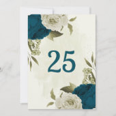 aquamarin-blaubeige florale botanische Tischnummer (Vorderseite)