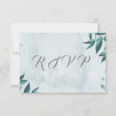 aquamarin-blaue Blätter Blumenbefund Rsvp-Karte RSVP Karte (Rückseite)