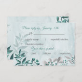 aquamarin-blaue Blätter Blumenbefund Rsvp-Karte RSVP Karte (Vorne/Hinten)