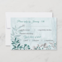 aquamarin-blaue Blätter Blumenbefund Rsvp-Karte RSVP Karte