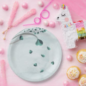 aquamarin-blaue fallende Blätter botanisch Pappteller (Party)