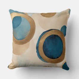 aquamarin-blaue gekuppelte Kupfer- und Beigenzirke Kissen