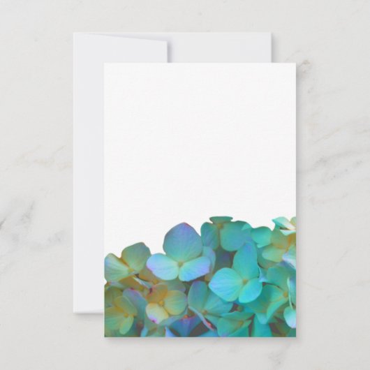 Aquamarin-blaue Hydrangeas-Blume Blumenzehen Einladung (Rückseite)