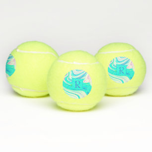 Aquamarin-Blaue Rosa-Waagen Abstrakte Monogramme Tennisbälle