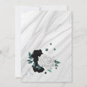 aquamarin-blaue und schwarz-blumengeometrische Hoc Einladung (Rückseite)