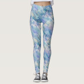 Aquamarin Blauer Blumenzauber Leggings (Vorderseite)