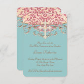 Aquamarin-Blauer Erste Kommune Einladung (Vorne/Hinten)