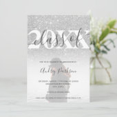 Aquamarin-blauer Glitzer 2020 Foto Abschluss Einladung (Stehend Vorderseite)