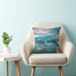 Aquamarin-Blauer Grau Abstrakt Kissen