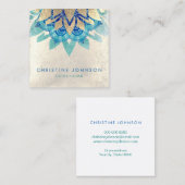 aquamarin-blauer Lotus-Blume Quadratische Visitenkarte (Vorne/Hinten)