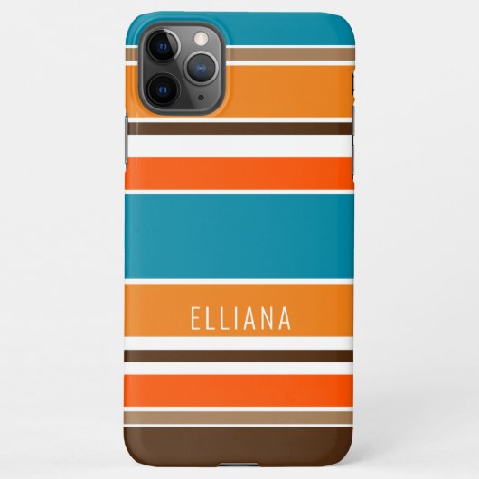 Aquamarin Blauer Orangenschwarz Gelbe Streifen iPhone Hülle (Rückseite)