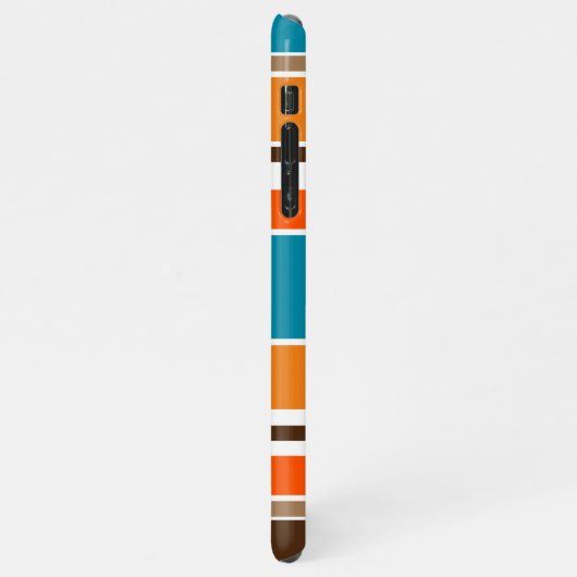 Aquamarin Blauer Orangenschwarz Gelbe Streifen iPhone Hülle (Linke Seite)