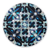 Aquamarin-blauer Winter und Perlen, inspiriert Keramikknauf (Vorderseite)