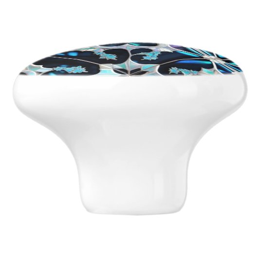 Aquamarin-blauer Winter und Perlen, inspiriert Keramikknauf (Seitenansicht)