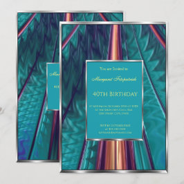 Aquamarin-blaues abstraktes 40. Geburtstags-Party Einladung