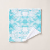 Aquamarin blaues abstraktes Muster in Aquarellfarb Badhandtuch Set (Waschlappen)